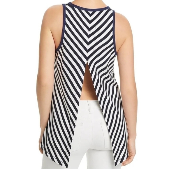 White Rag Top rag & bone | Tops | Rag Bone Kat Split Back Stripe Tank Top Whitenavy ...